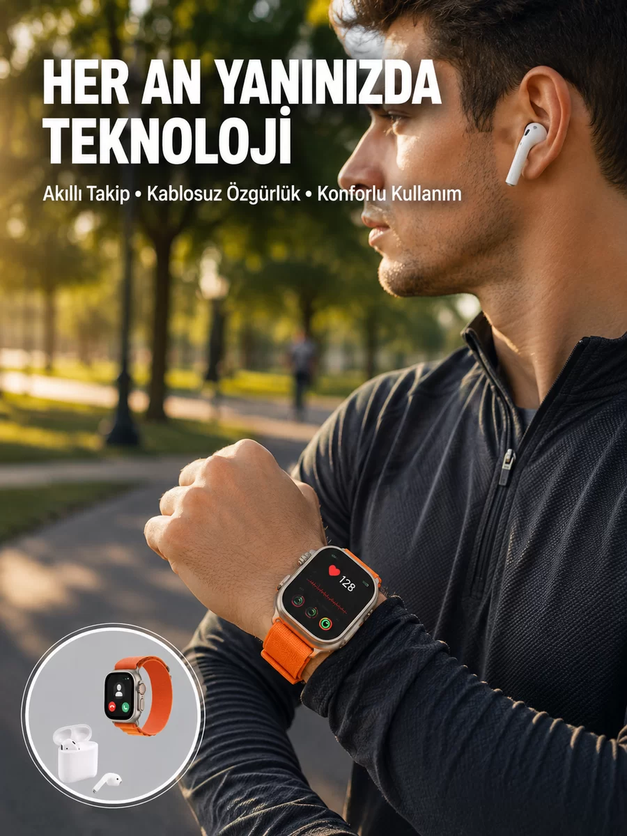 S8 Ultra Akıllı Saat ve Bluetooth Kablosuz Kulaklık 2’li Set Yeni Nesil 1 S8 Ultra Akıllı Saat ve Bluetooth Kablosuz Kulaklık 2’li Set Yeni Nesil