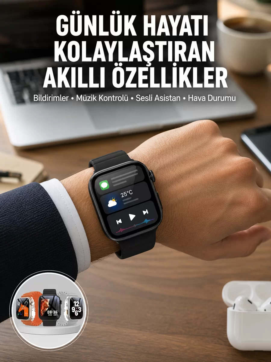 Yeni Nesil Akıllı Saat Müzik Dinleme Bildirim Görme Sesli Asistan Desteği Yeni Nesil 1 Yeni Nesil Akıllı Saat Müzik Dinleme Bildirim Görme Sesli Asistan Desteği Yeni Nesil