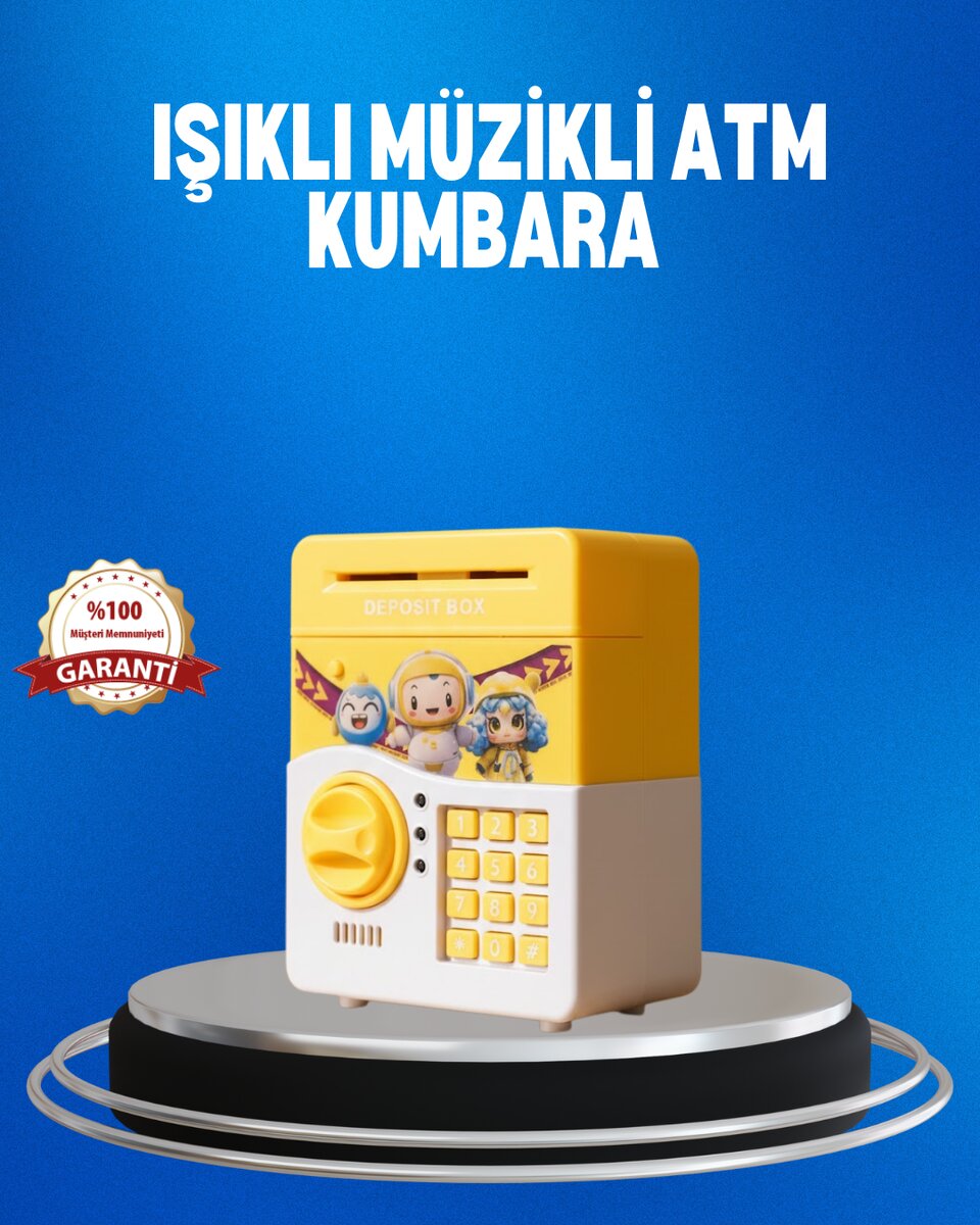Çocuklar İçin Sarı Elektronik Şifreli Para Biriktirme Kumbarası 1 Çocuklar İçin Sarı Elektronik Şifreli Para Biriktirme Kumbarası