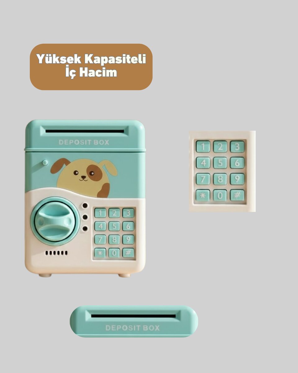 Su Yeşili Elektronik Şifreli ATM Tasarımlı Para Biriktirme Kumbarası 4 Su Yeşili Elektronik Şifreli ATM Tasarımlı Para Biriktirme Kumbarası - Görsel 4