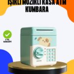 Çocuklar İçin Su Yeşili ATM Kasa Tasarımlı Şifreli Kumbara
