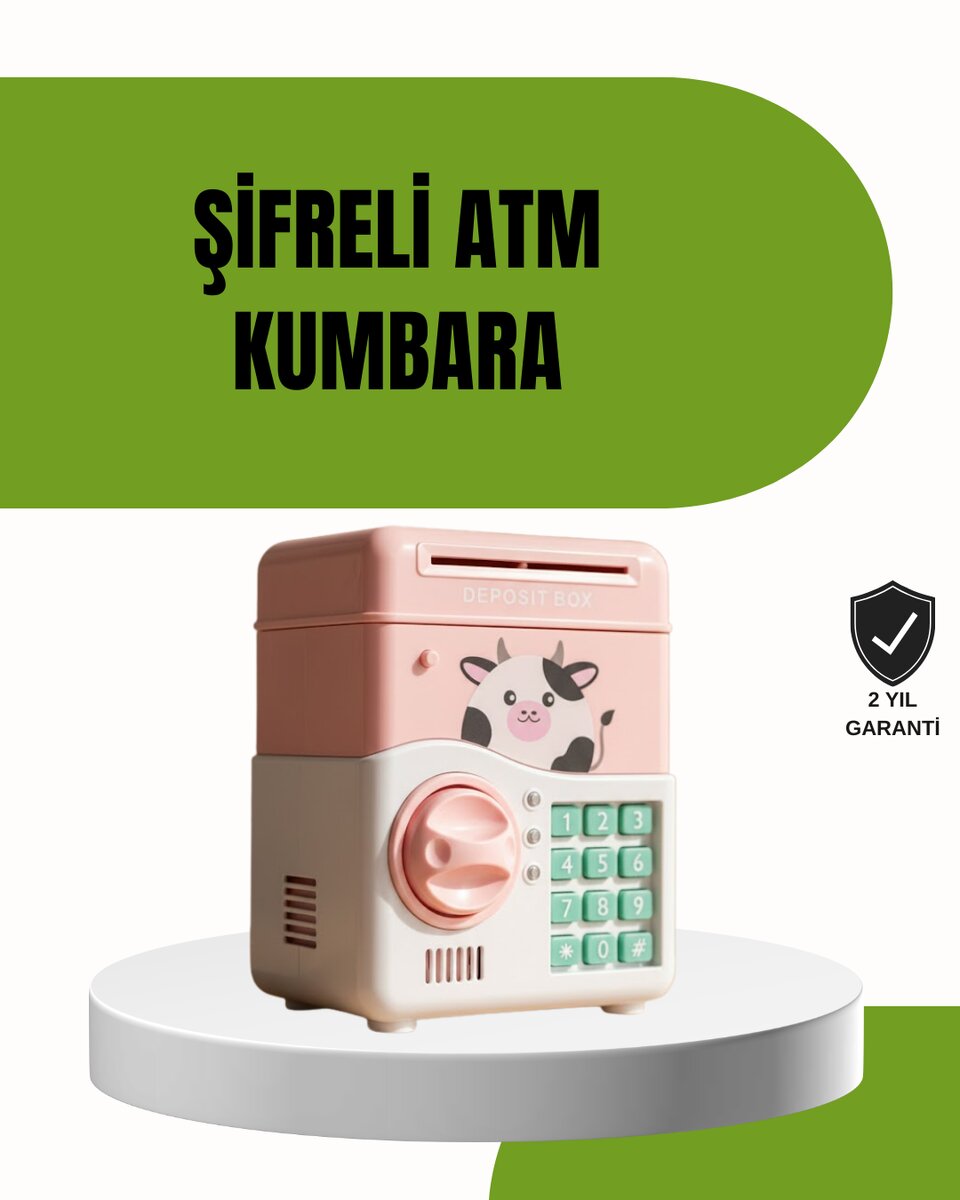 ATM Tasarımlı Pembe Işıklı Sesli Çocuk Kumbarası 1 ATM Tasarımlı Pembe Işıklı Sesli Çocuk Kumbarası
