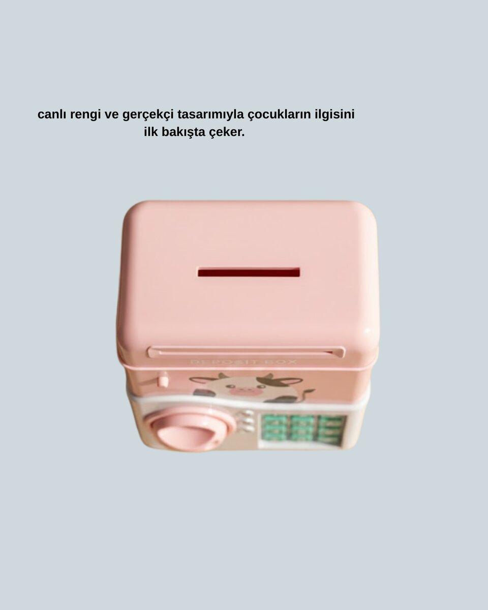 ATM Tasarımlı Pembe Işıklı Sesli Çocuk Kumbarası 3 ATM Tasarımlı Pembe Işıklı Sesli Çocuk Kumbarası - Görsel 3