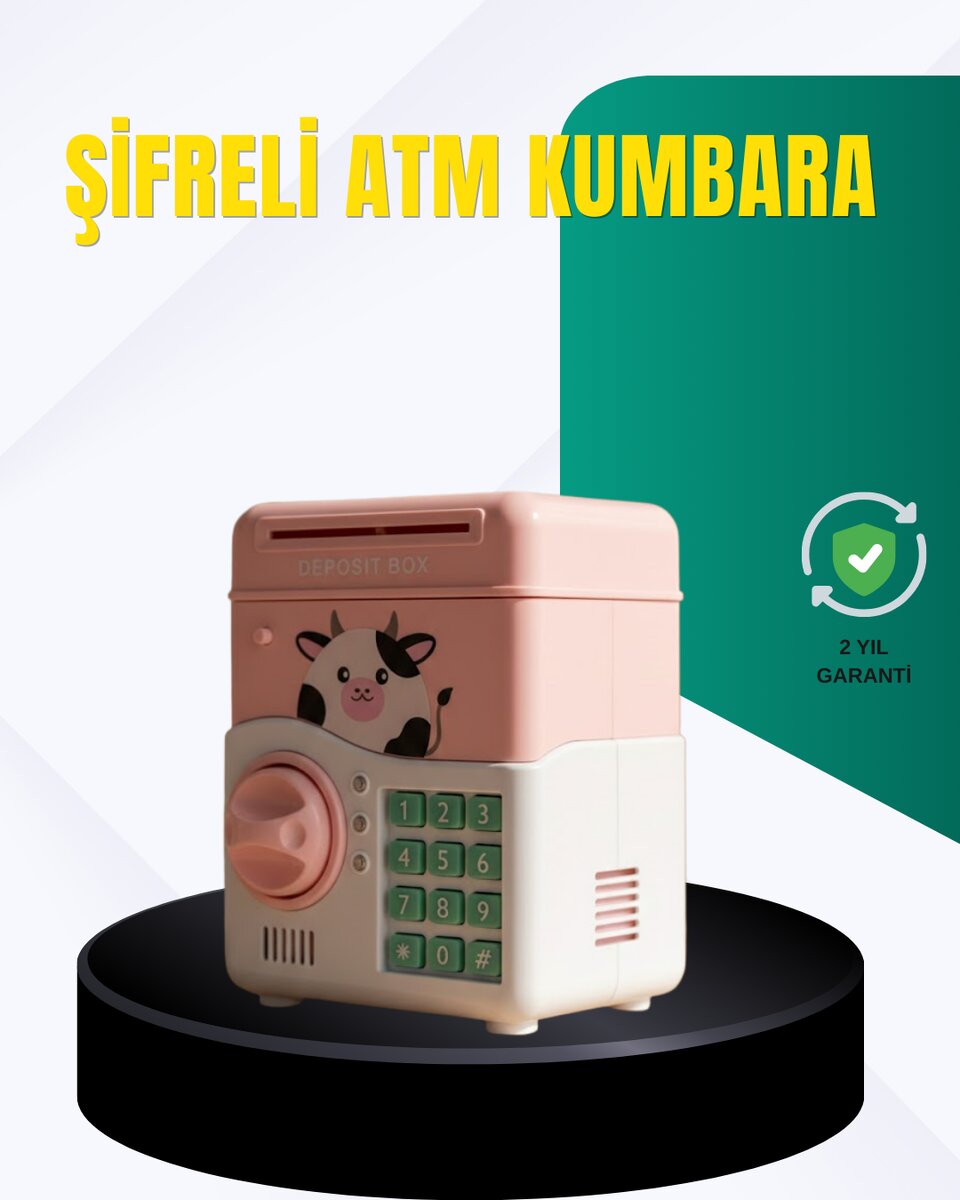 Pembe Şifreli Eğitici ATM Kasa Çocuk Kumbarası 1 Pembe Şifreli Eğitici ATM Kasa Çocuk Kumbarası