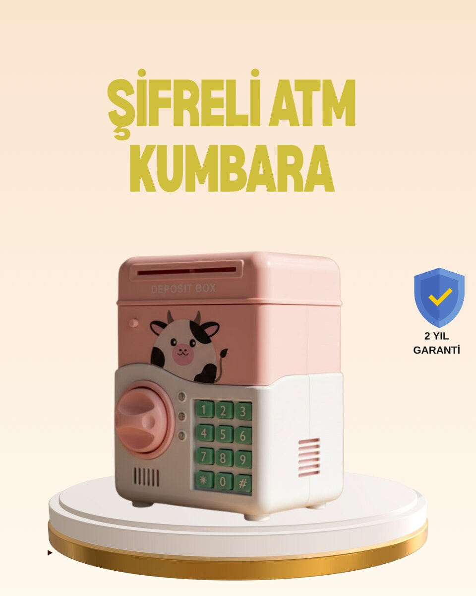 Çocuklar İçin Pembe ATM Görünümlü Elektronik Kumbara 1 Çocuklar İçin Pembe ATM Görünümlü Elektronik Kumbara