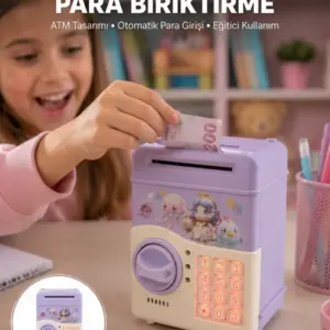 Çocuklar İçin Elektronik Şifreli Para Biriktirme Kumbarası Mor