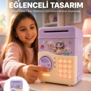 Mor Otomatik Para Girişli Elektronik Şifreli Kumbara
