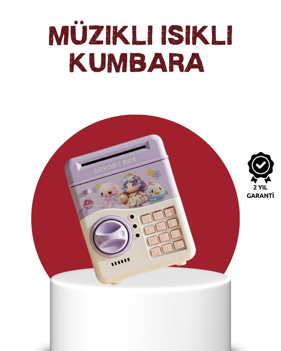 ATM Tasarımlı Şifreli Işıklı Çocuk Kumbarası Mor 1 ATM Tasarımlı Şifreli Işıklı Çocuk Kumbarası Mor