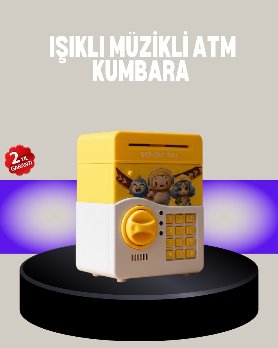 Sarı Şifreli Eğitici Çocuk Kumbarası Otomatik Para Girişli 1 Sarı Şifreli Eğitici Çocuk Kumbarası Otomatik Para Girişli