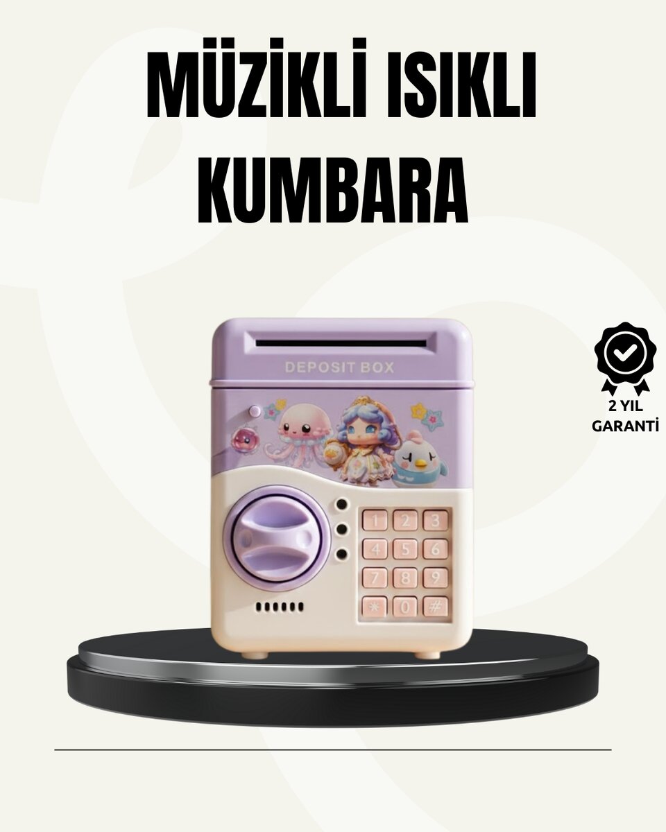Elektronik Şifreli ATM Görünümlü Çocuk Kumbarası Mor 1 Elektronik Şifreli ATM Görünümlü Çocuk Kumbarası Mor