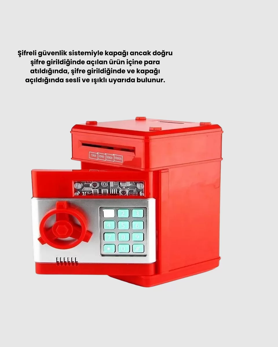 Kırmızı ATM Kasa Tipi Para Biriktirme Kumbarası 4 Kırmızı ATM Kasa Tipi Para Biriktirme Kumbarası - Görsel 4