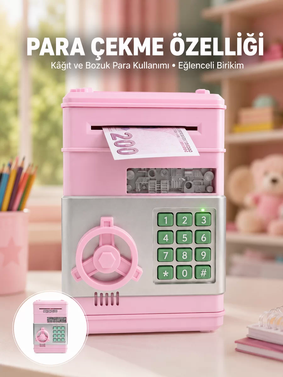 Şifreli Elektronik Para Biriktirme Kumbarası Büyük Kapasiteli 1 Şifreli Elektronik Para Biriktirme Kumbarası Büyük Kapasiteli