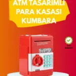 ATM Görünümlü Kırmızı Elektronik Şifreli Kumbara
