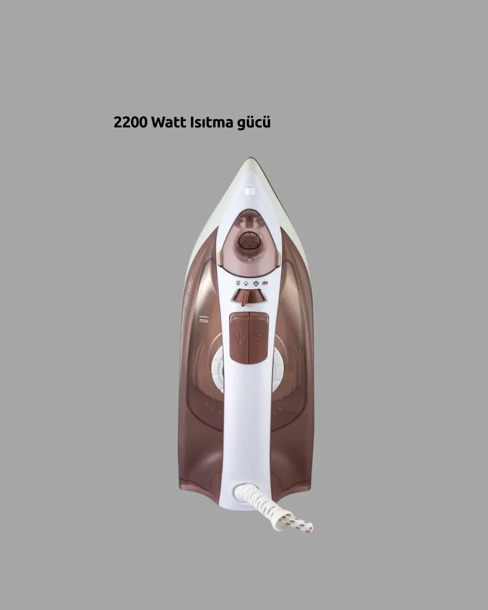 Seramik Tabanlı Buharlı Ütü 2200W Dikey Ütüleme 300ml Kahverengi 4 Seramik Tabanlı Buharlı Ütü 2200W Dikey Ütüleme 300ml Kahverengi - Görsel 4