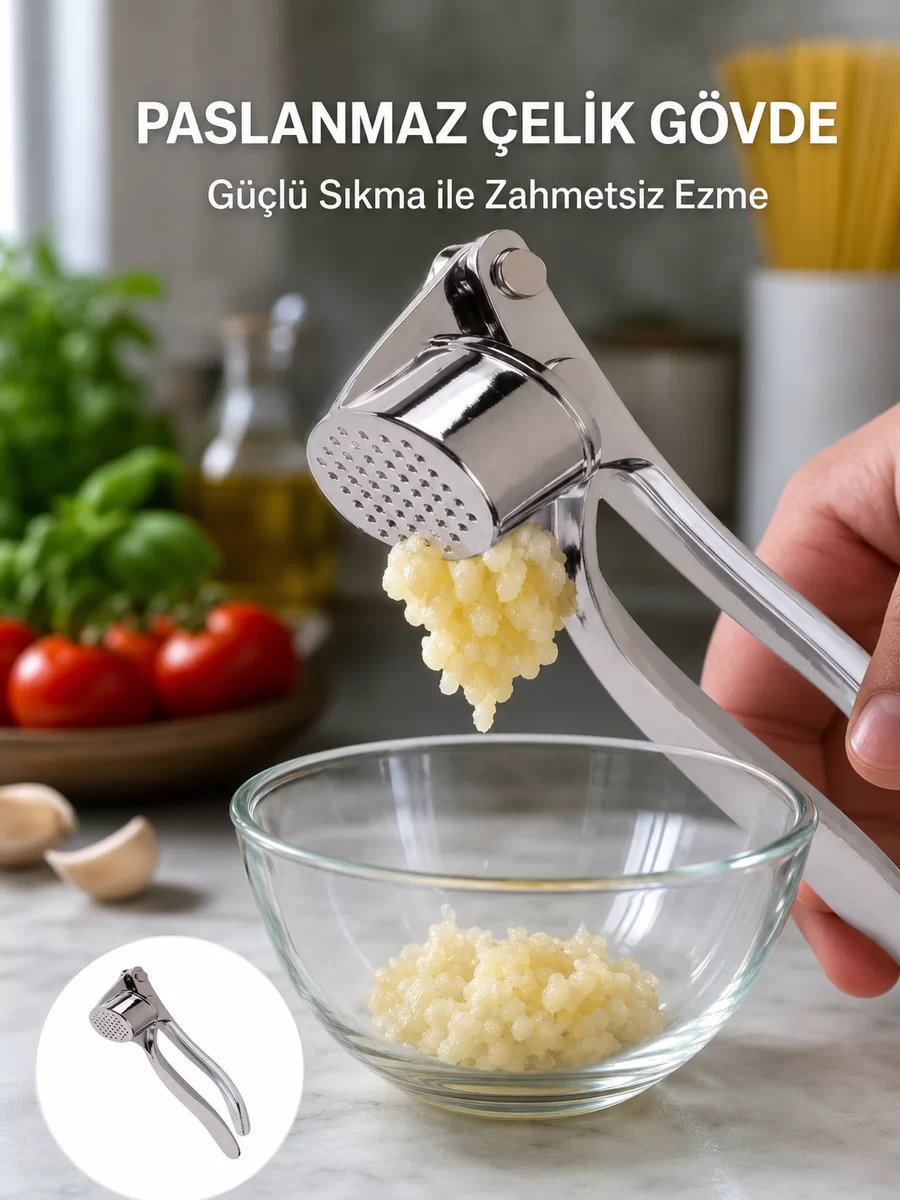 Sarımsak Presi Kolay Temizlik ve Yüksek Basınçlı Ezme 1 Sarımsak Presi Kolay Temizlik ve Yüksek Basınçlı Ezme