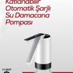 8000 mAh USB Şarjlı Su Pompası | Tek Tuşla Başlat/Durdur | Cam Damacana Uyumlu | Enerji Tasarruflu 4W Güç