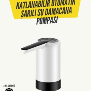 8000mAh Şarjlı Damacana Su Pompası | Tek Tuşla Otomatik Su Alımı | 40-80 Sn Dolum | Katlanabilir Tasarım