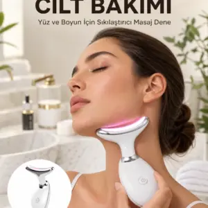 Cilt Yenileyici Şarjlı Güzellik Aleti – Pozitif/Negatif İyon Titreşimli Masaj ve Kırmızı-Mavi-Yeşil Işıkla Yeni Nesil
