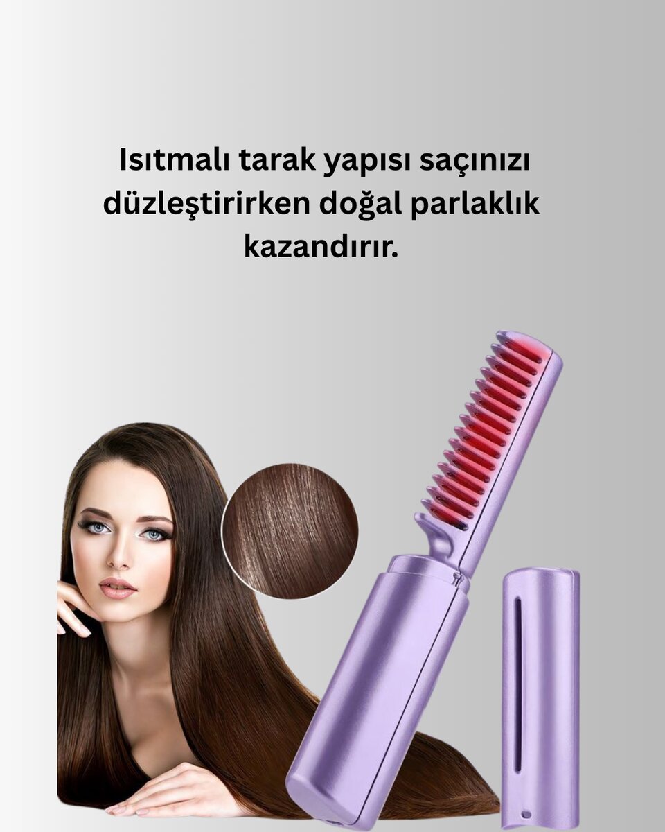 USB Şarjlı Kablosuz Saç Düzleştirici – Seyahat ve Günlük Kullanım 2 USB Şarjlı Kablosuz Saç Düzleştirici – Seyahat ve Günlük Kullanım - Görsel 2