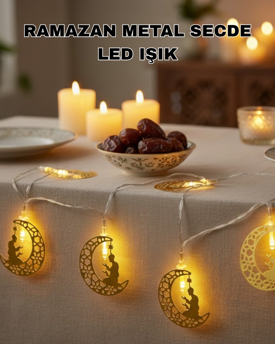 Ramazan Temalı Ay İçinde Secde Eden Adam LED Peri Işığı 1 Ramazan Temalı Ay İçinde Secde Eden Adam LED Peri Işığı