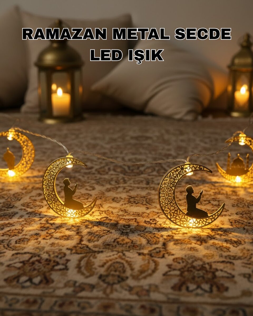 Ramazan Ay Işığı Secde Eden Adam Silüetli LED Peri Işığı 1 Ramazan Ay Işığı Secde Eden Adam Silüetli LED Peri Işığı