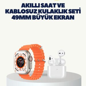 Haydiburaya 14 Watch 9 Max Akıllı Saat Kulaklık Seti Sağlık Takipli 45 mm Geniş Ekran