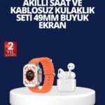 Watch 9 Max Akıllı Saat ve Kablosuz Kulaklık Seti 2 Kordonlu Sesli Görüşme Özellikli