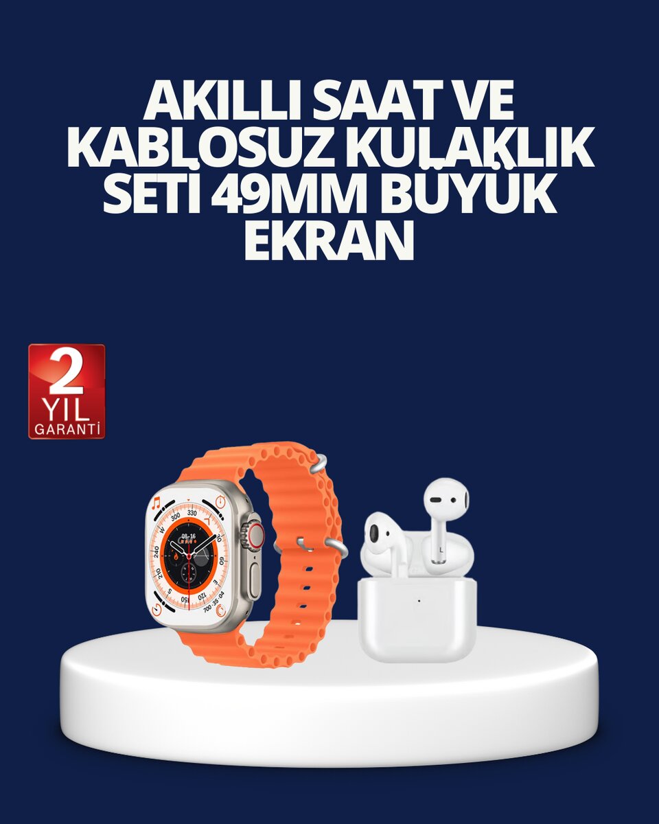 Watch 9 Max Akıllı Saat ve Kablosuz Kulaklık Seti 2 Kordonlu Sesli Görüşme Özellikli 1 Watch 9 Max Akıllı Saat ve Kablosuz Kulaklık Seti 2 Kordonlu Sesli Görüşme Özellikli