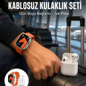 Watch 9 Max Akıllı Saat Seti 2 Kordonlu Kablosuz Kulaklık Hediyeli Yeni Nesil