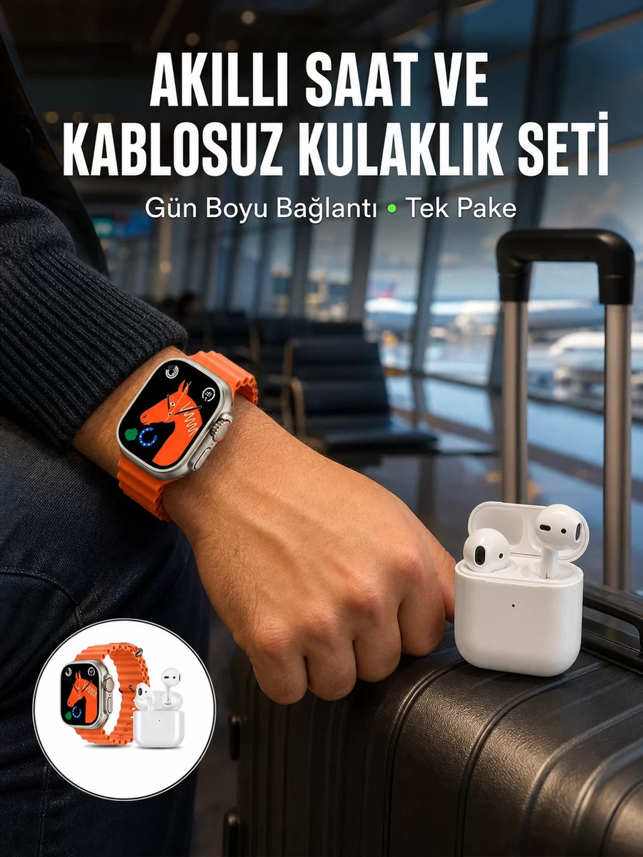 Watch 9 Max Akıllı Saat Seti 2 Kordonlu Kablosuz Kulaklık Hediyeli Yeni Nesil 1 Watch 9 Max Akıllı Saat Seti 2 Kordonlu Kablosuz Kulaklık Hediyeli Yeni Nesil