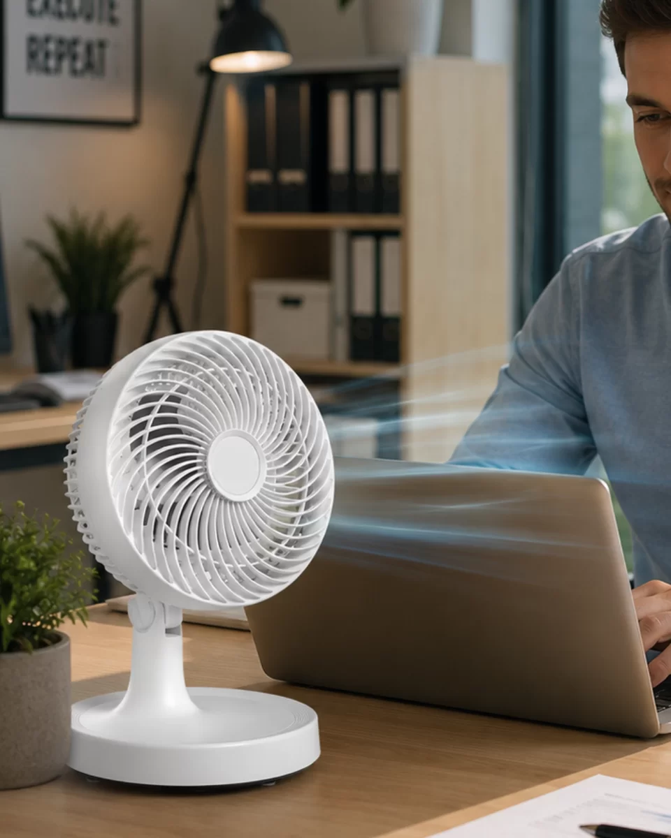 Kompakt Mini Fan Otomatik Salınımlı Sessiz Masaüstü Vantilatör 1 Kompakt Mini Fan Otomatik Salınımlı Sessiz Masaüstü Vantilatör