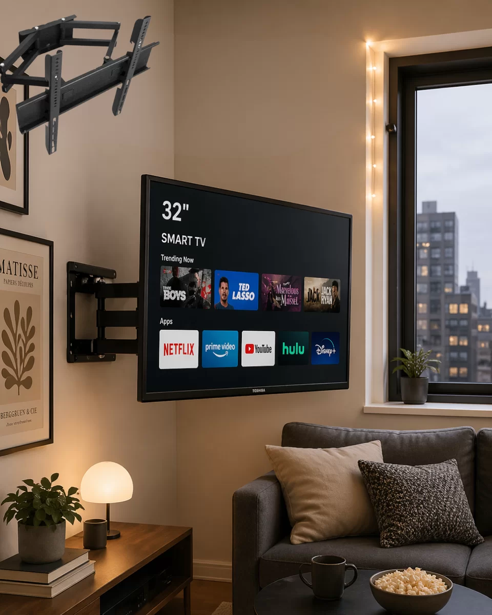 Hareketli TV Duvar Askısı 32 55 İnç Döner Eğimli Televizyon Aparatı 1 Hareketli TV Duvar Askısı 32 55 İnç Döner Eğimli Televizyon Aparatı