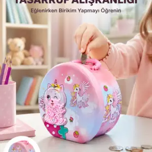Mini Çocuk Para Kasası Güvenli Kilitli Birikim Kutusu