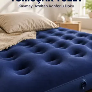 Dış Mekan Şişme Yatak Çift Kişilik Flokeli Yüzey Konforlu Kullanım