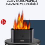Aromatik Oda Kokusu Difüzörü Alev Tasarımlı LED Işıklı Nemlendirici