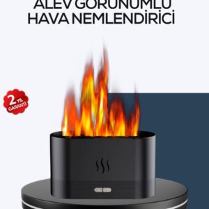 Aromatik Oda Kokusu Difüzörü Alev Tasarımlı LED Işıklı Nemlendirici