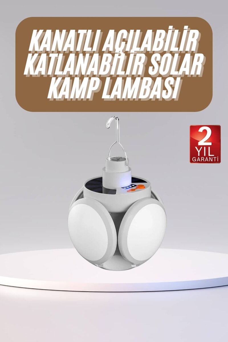 Katlanabilir Askılı Kamp Lambası 5 Kanatlı Pratik Güneş Enerjili 1 Katlanabilir Askılı Kamp Lambası 5 Kanatlı Pratik Güneş Enerjili