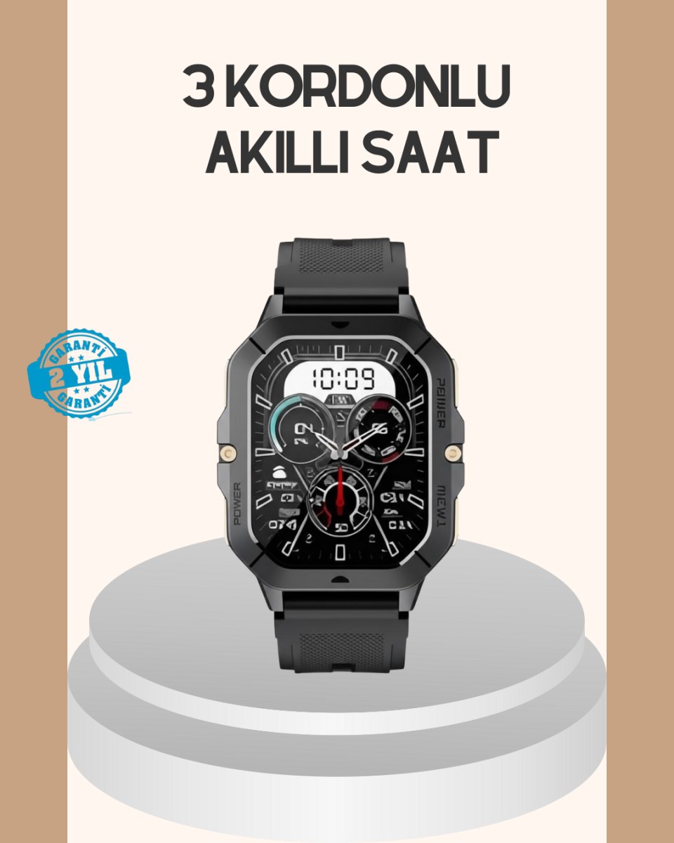 3 Kordonlu Akıllı Saat Uzun Pil Süreli 1 3 Kordonlu Akıllı Saat Uzun Pil Süreli