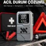 Araçlar İçin Akü Takviye Lastik Şişirme ve Powerbank Cihazı