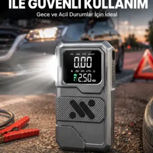 Çok Fonksiyonlu Akü Takviye ve Taşınabilir Hava Kompresörü
