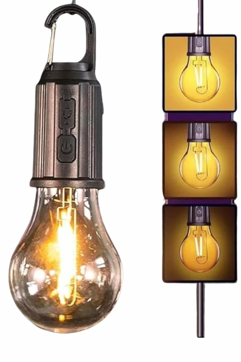 Şarjlı Dekoratif Kamp Lambası Askılı Ampul Led Işık Type-C Girişli 2 Şarjlı Dekoratif Kamp Lambası Askılı Ampul Led Işık Type-C Girişli - Görsel 2