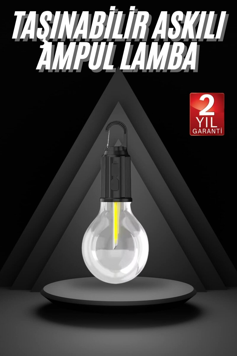 3 Farklı Mod LED'li Şarjlı Asma Kancalı Kamp Lambası Taşınabilir Ampul 1 3 Farklı Mod LED'li Şarjlı Asma Kancalı Kamp Lambası Taşınabilir Ampul