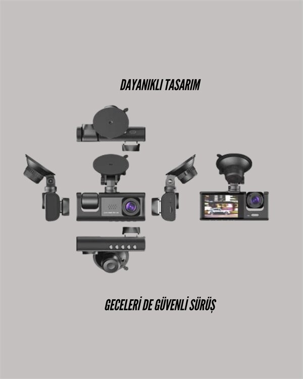 TA-01 3 Kameralı 1080P Araç Kamerası Siyah 2 TA-01 3 Kameralı 1080P Araç Kamerası Siyah - Görsel 2
