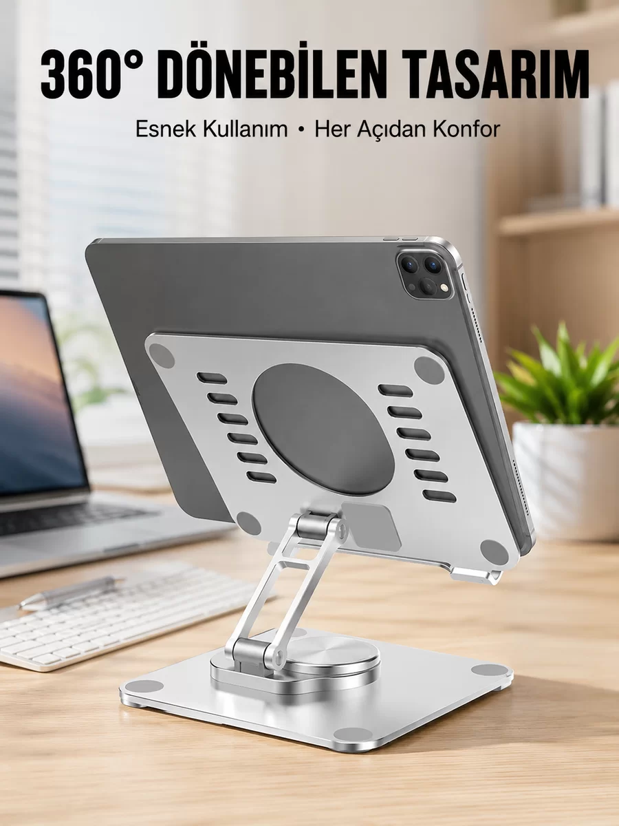 Çift Eksenli Ayarlanabilir Tablet Destek Standı Yeni Nesil 1 Çift Eksenli Ayarlanabilir Tablet Destek Standı Yeni Nesil