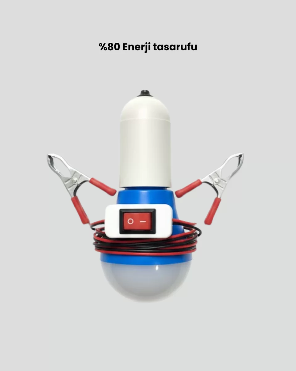 12V LED Ampul Timsah Kıskaçlı Taşınabilir Aydınlatma 2 12V LED Ampul Timsah Kıskaçlı Taşınabilir Aydınlatma - Görsel 2