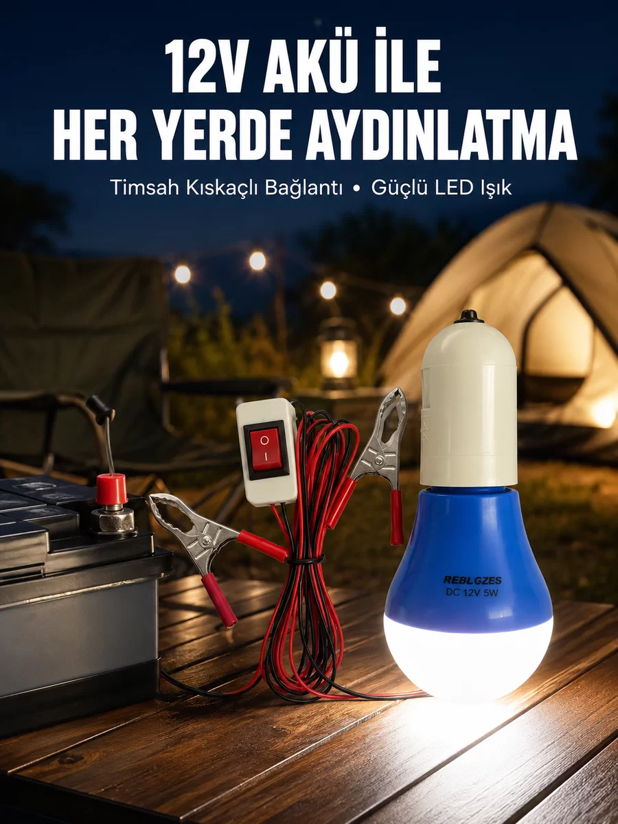 12V LED Ampul Timsah Kıskaçlı Taşınabilir Aydınlatma 1 12V LED Ampul Timsah Kıskaçlı Taşınabilir Aydınlatma