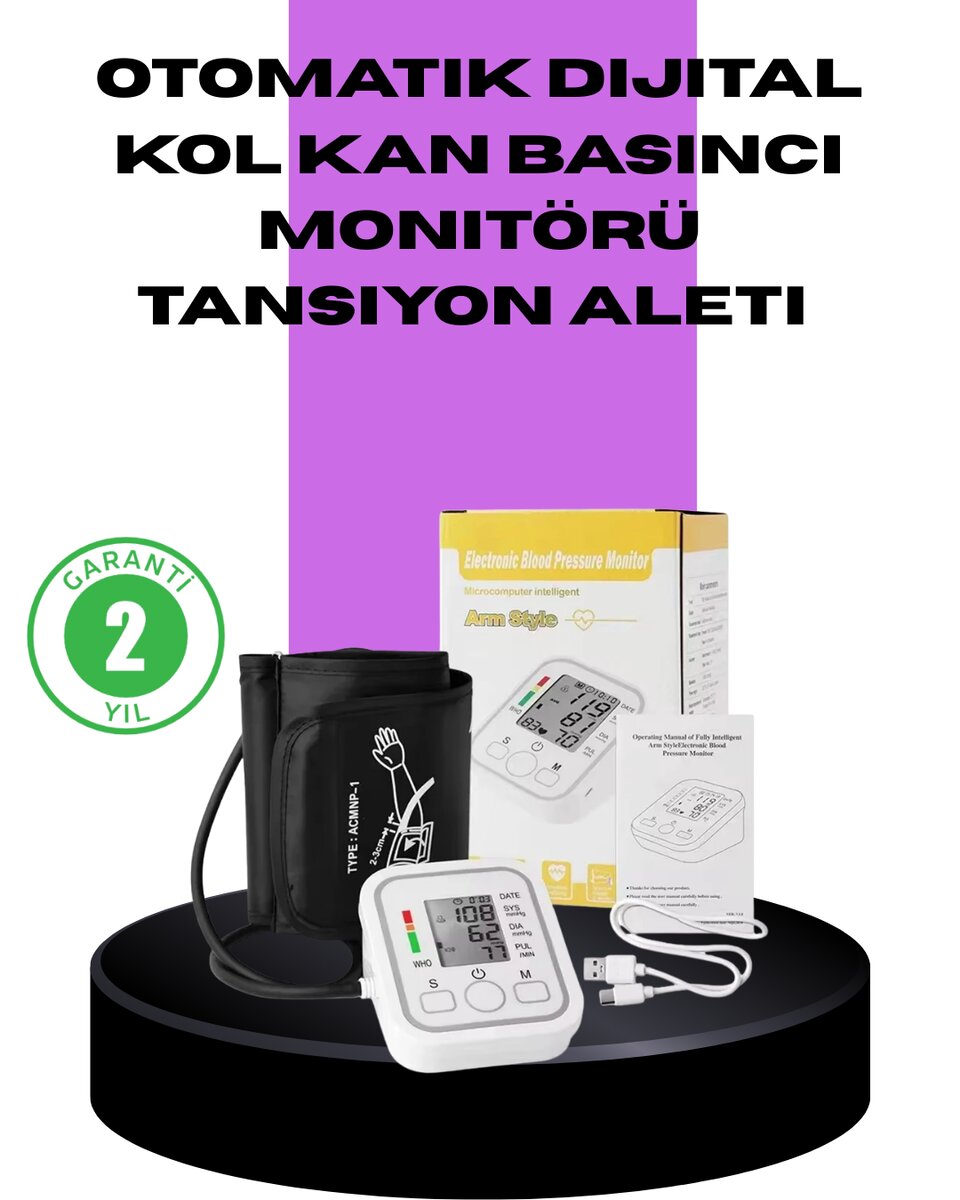 Elektronik Tansiyon Ölçer LCD Dijital Ekranlı 1 Elektronik Tansiyon Ölçer LCD Dijital Ekranlı