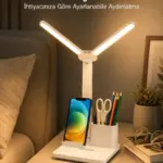 Kısılabilir LED Masa Lambası – Kalemlik Telefon Standı ve Okuma Işığı Bir Arada Yeni Nesil