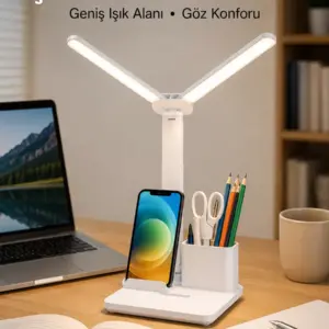 3’ü 1 Arada Çok Amaçlı Masa Lambası | Göz Yormayan Işık Organizer Tasarım Yeni Nesil