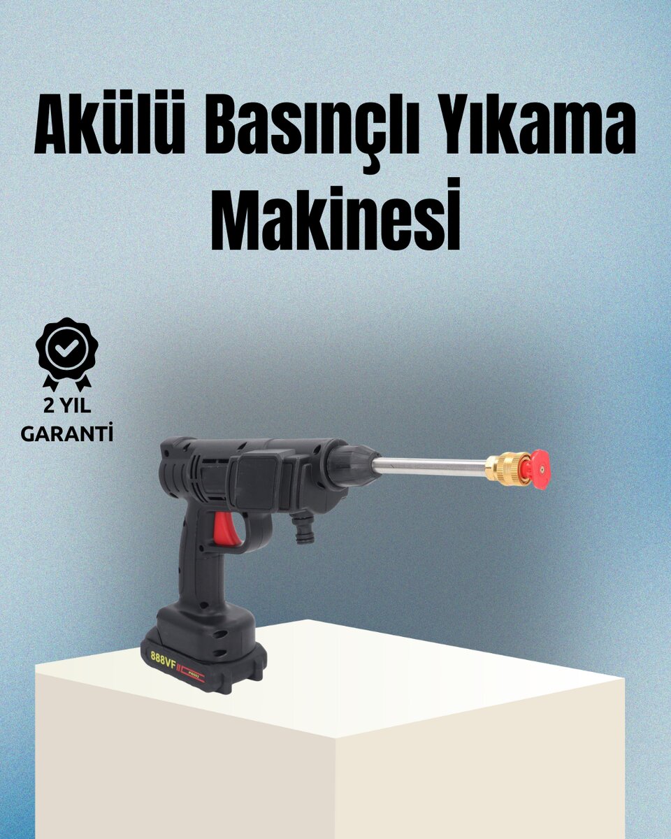Taşınabilir Şarjlı Basınçlı Yıkama Tabancası Köpük Aparatlı 1 Taşınabilir Şarjlı Basınçlı Yıkama Tabancası Köpük Aparatlı